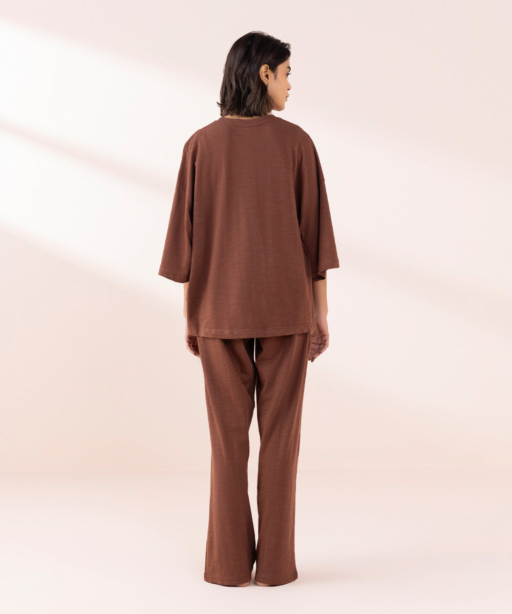 Women's Sleepwear Brown  Oversized Shirt