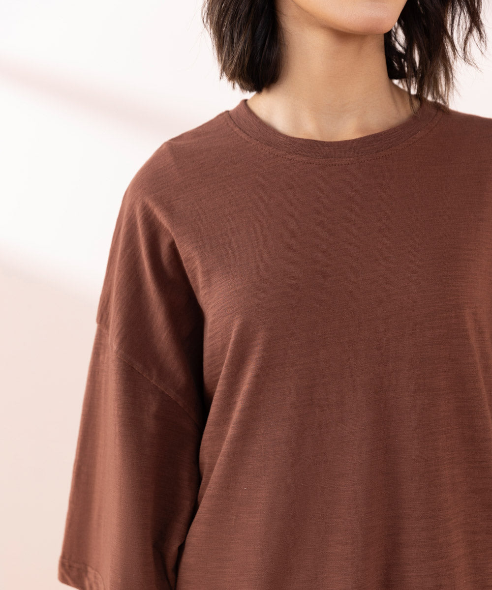 Women's Sleepwear Brown  Oversized Shirt