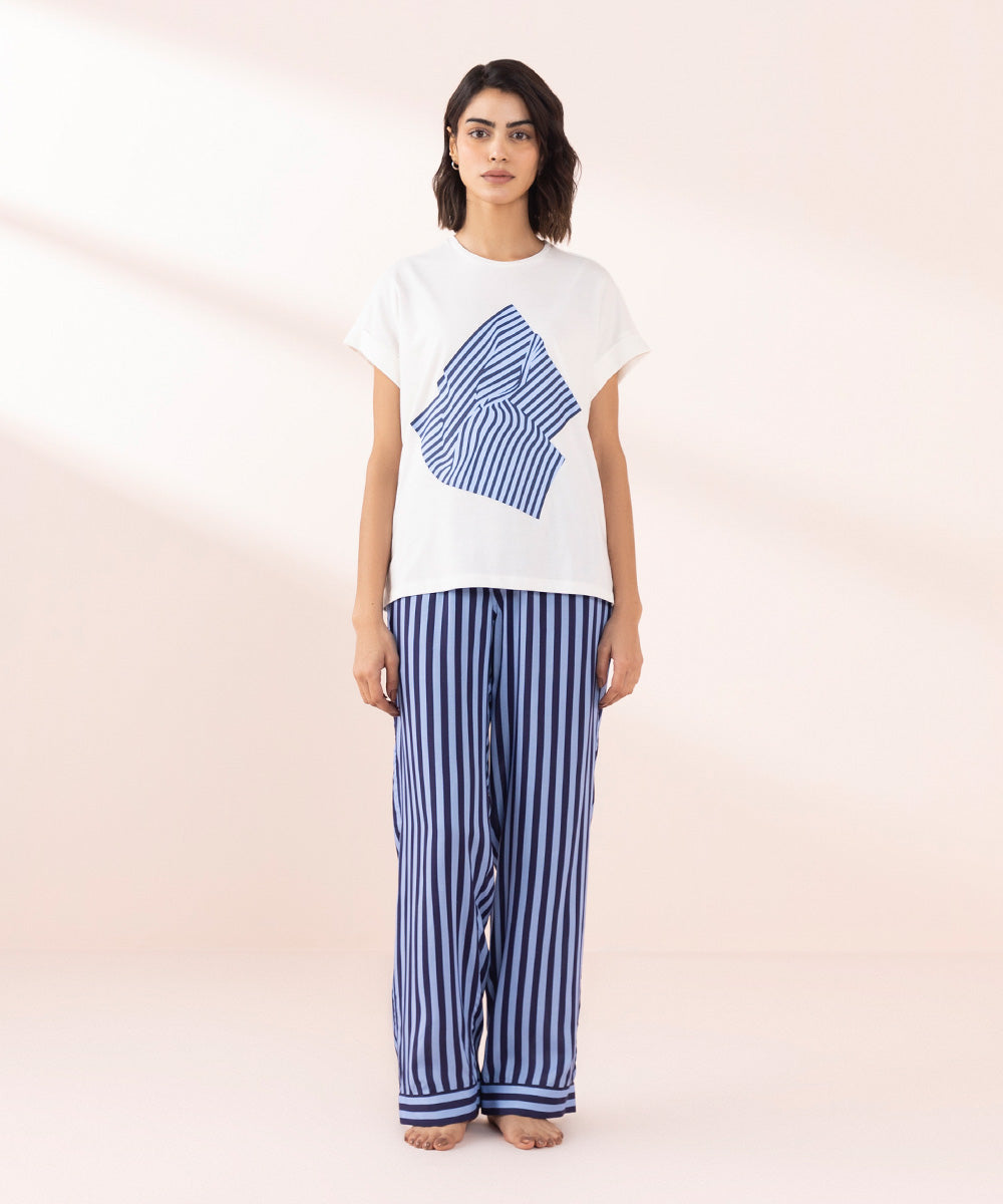 Women's Sleepwear Off-White Graphic Print T-Shirt