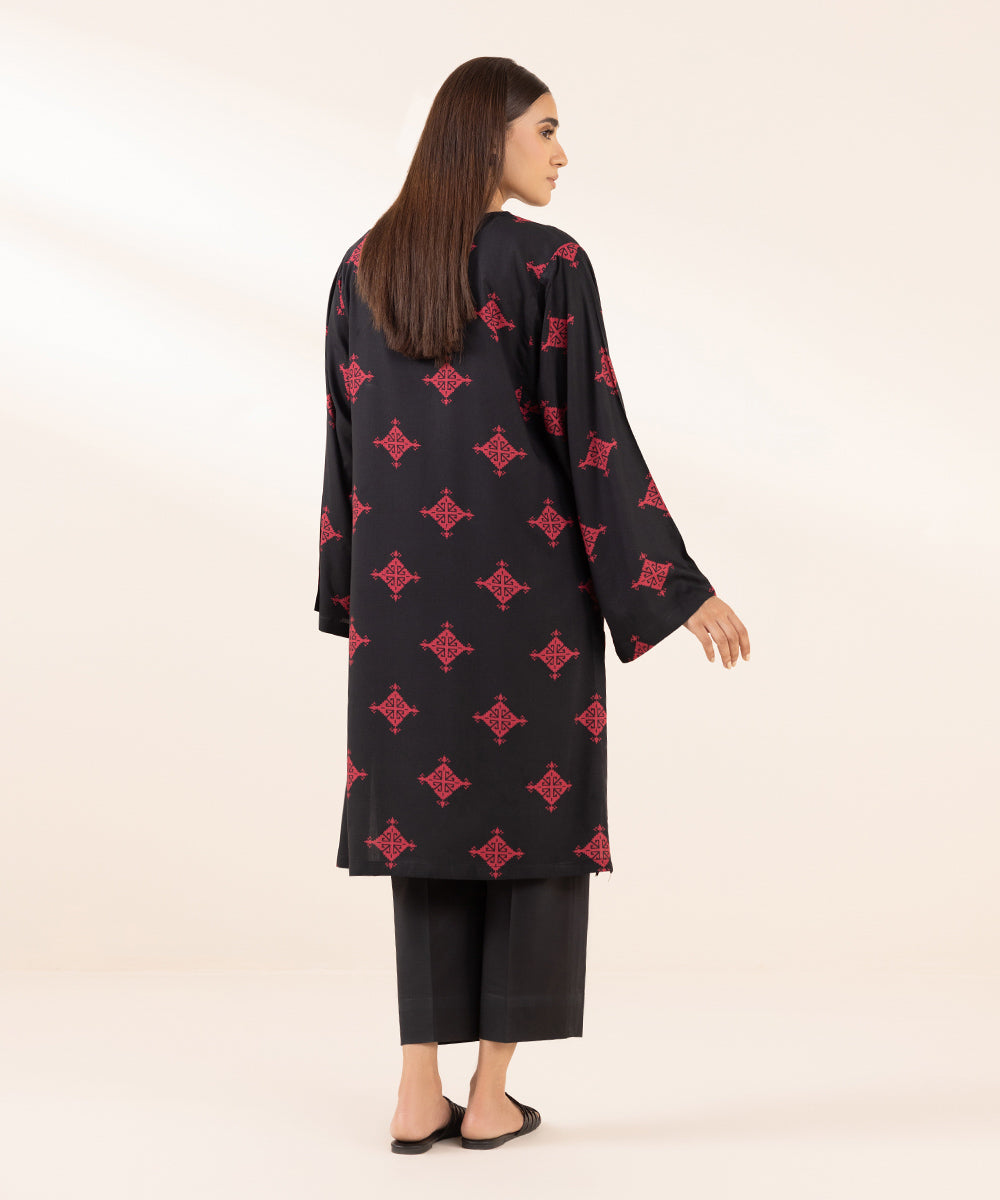 Women's Pret Arabic Lawn Printed Black Boxy Shirt