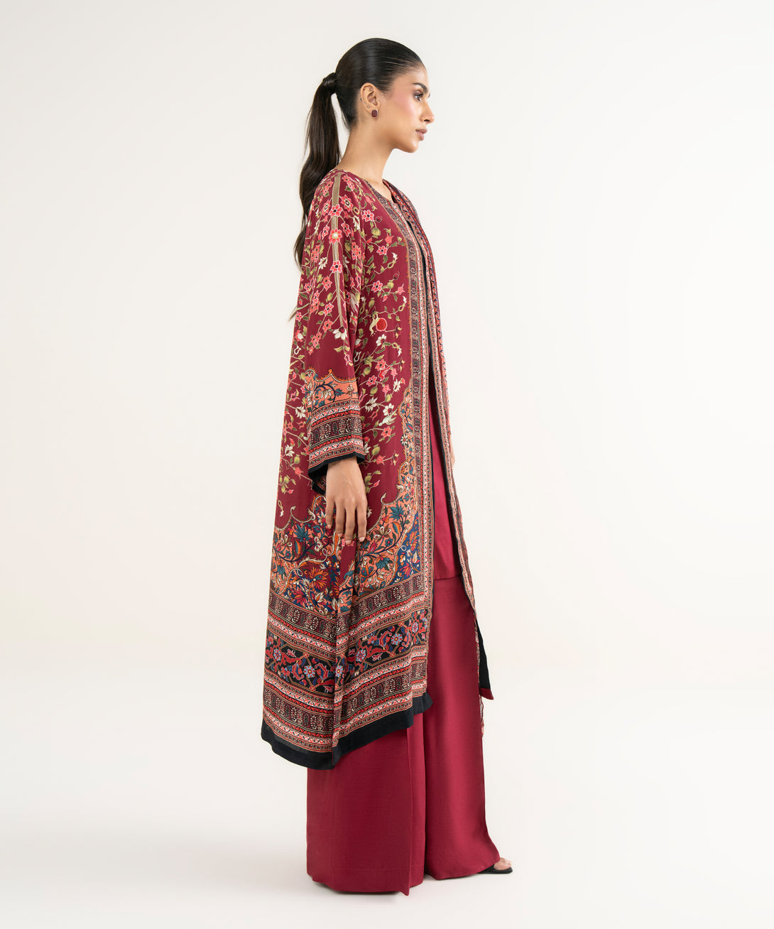 Women's RTW Grip Red Printed 3 Piece Suit