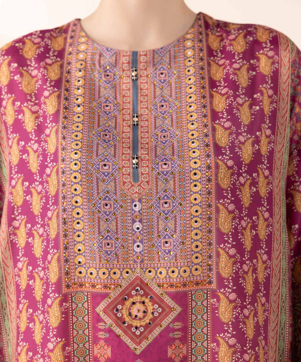 Women's Pret Blended Grip Pink Printed Three Piece Suit