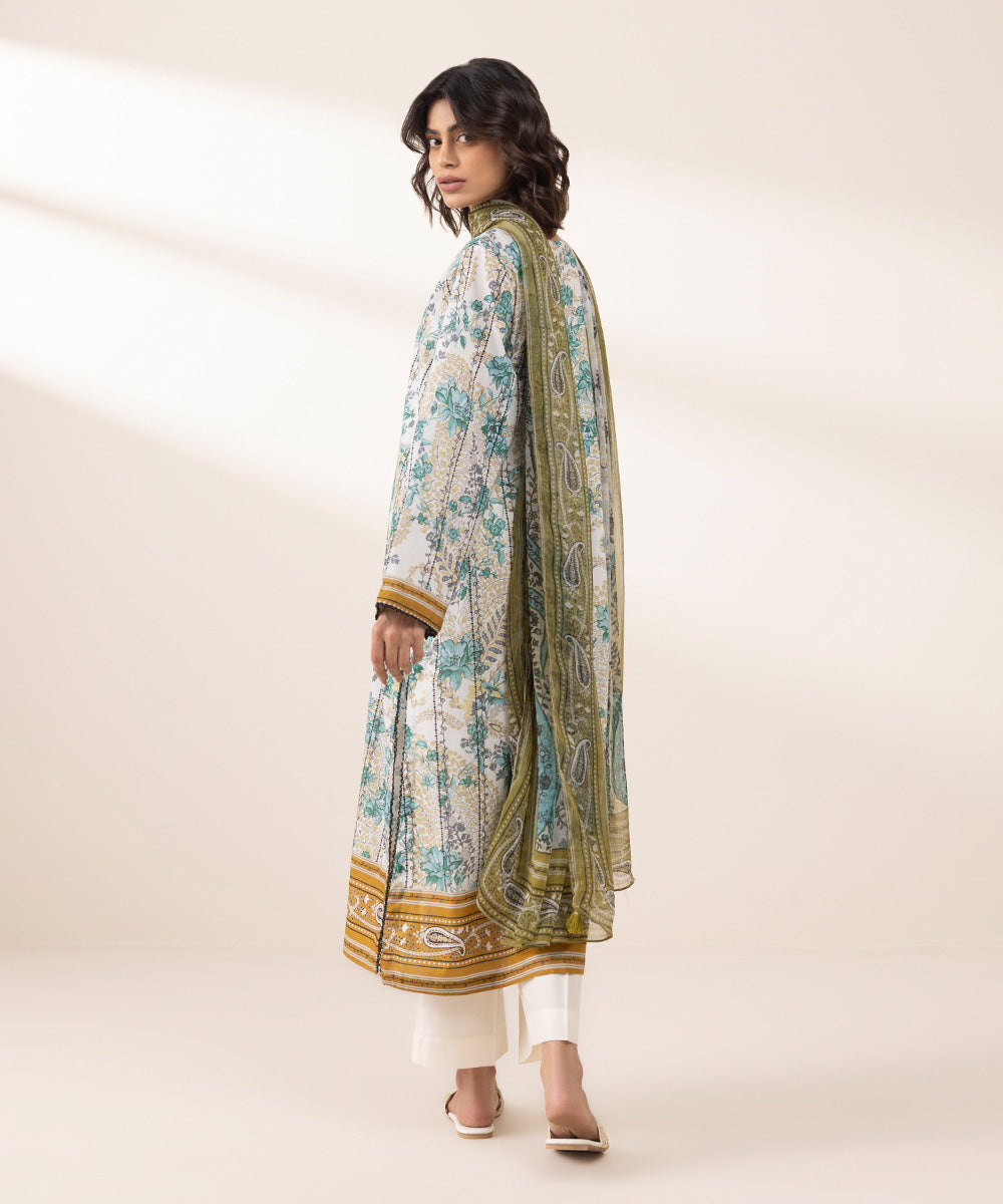 Women's Unstitched Lawn Printed Multi 3 Piece Suit