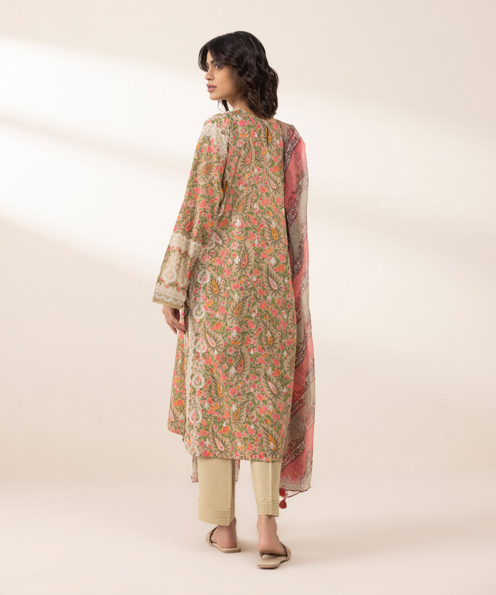 Women's Unstitched Lawn Printed Multi 3 Piece Suit