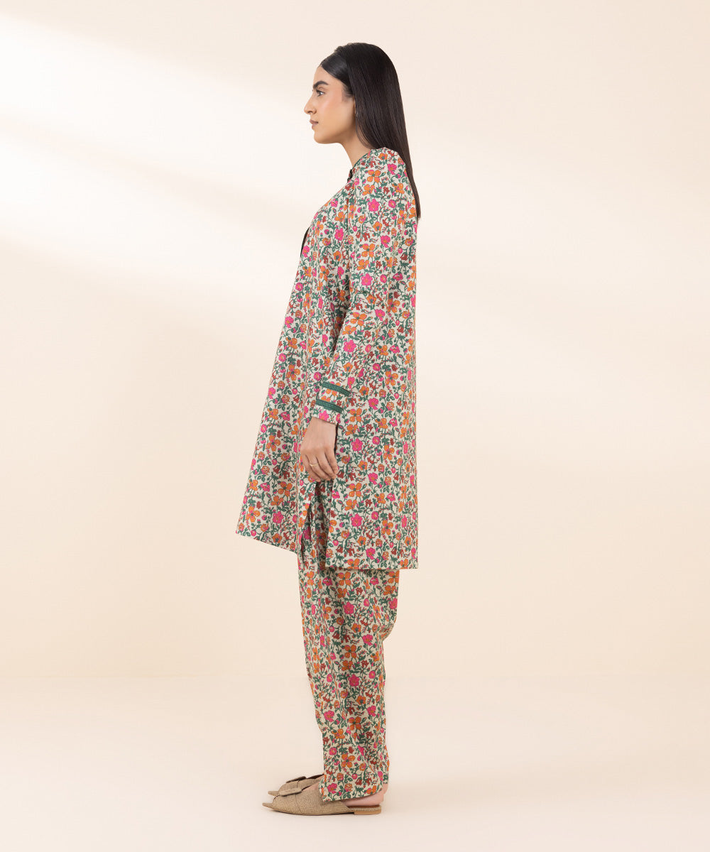 Women's Unstitched Khaddar Printed Multi 2 Piece Suit