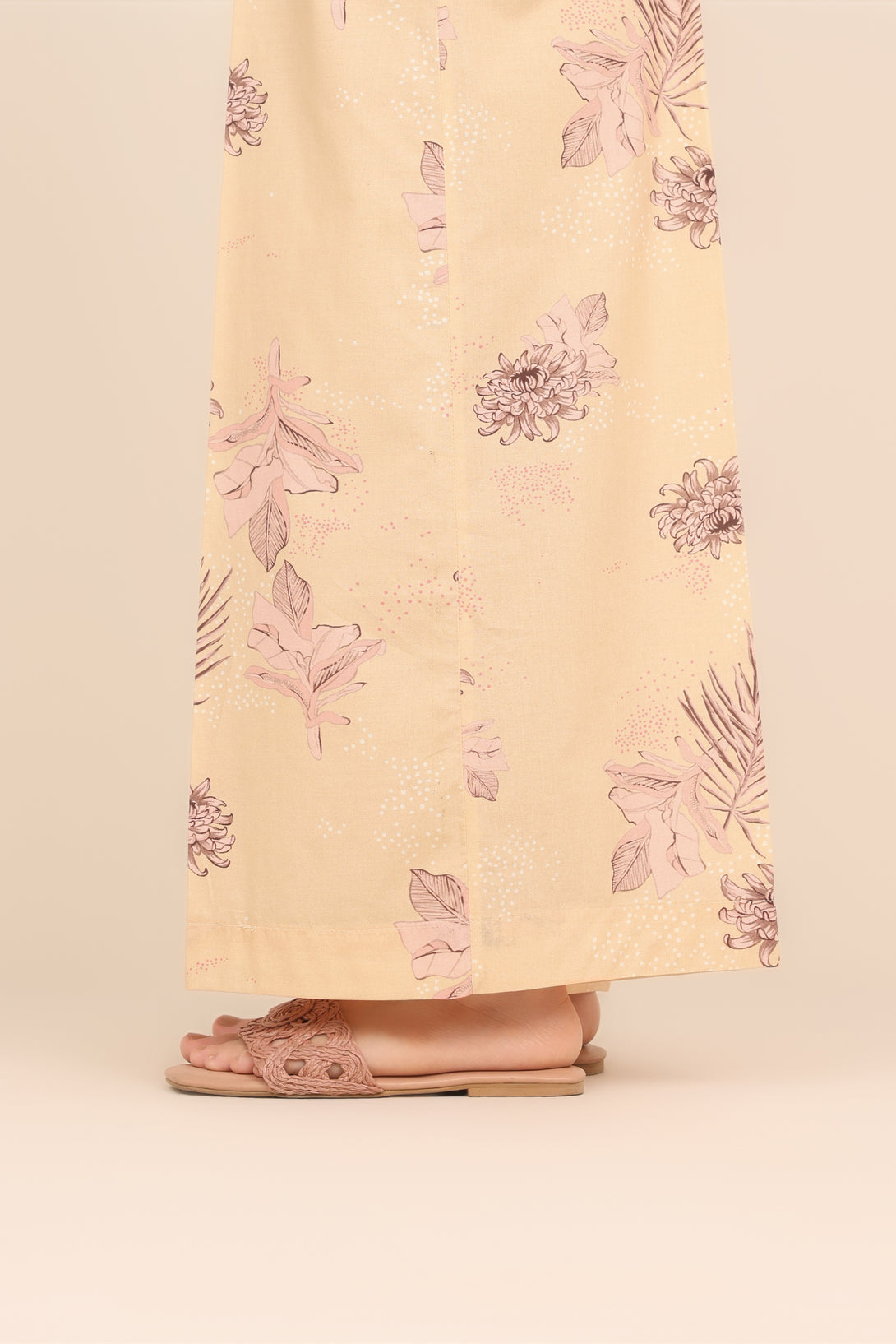 Women's RTW Cambric Peach Printed Flared Pants