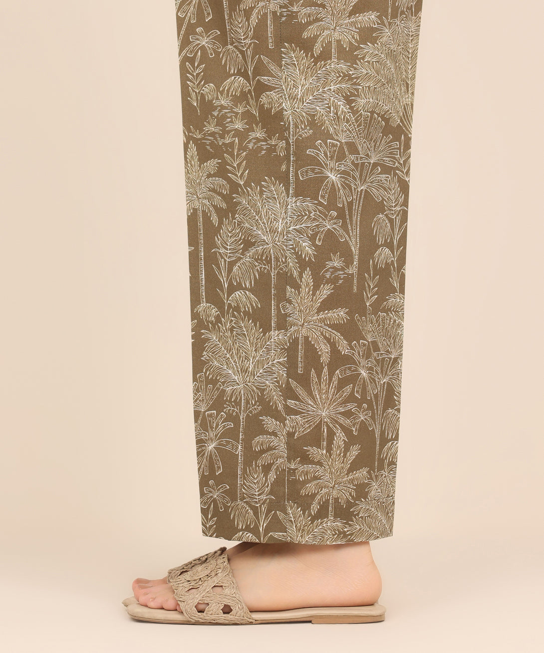 Women's RTW Cambric Brown Printed Straight Pants