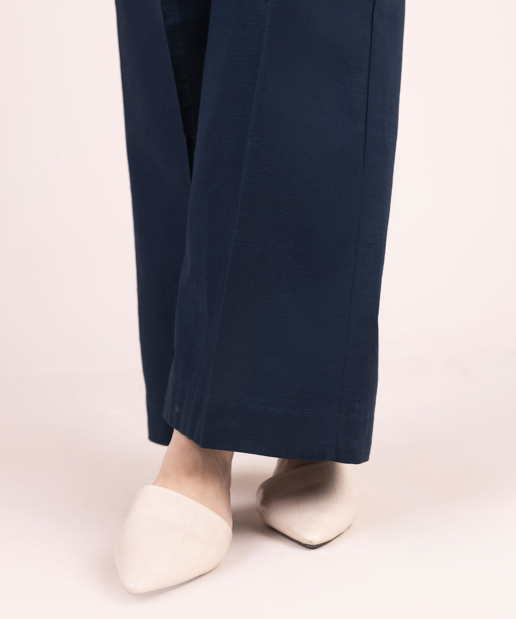 Women's RTW Khaddar Solid Blue Culottes