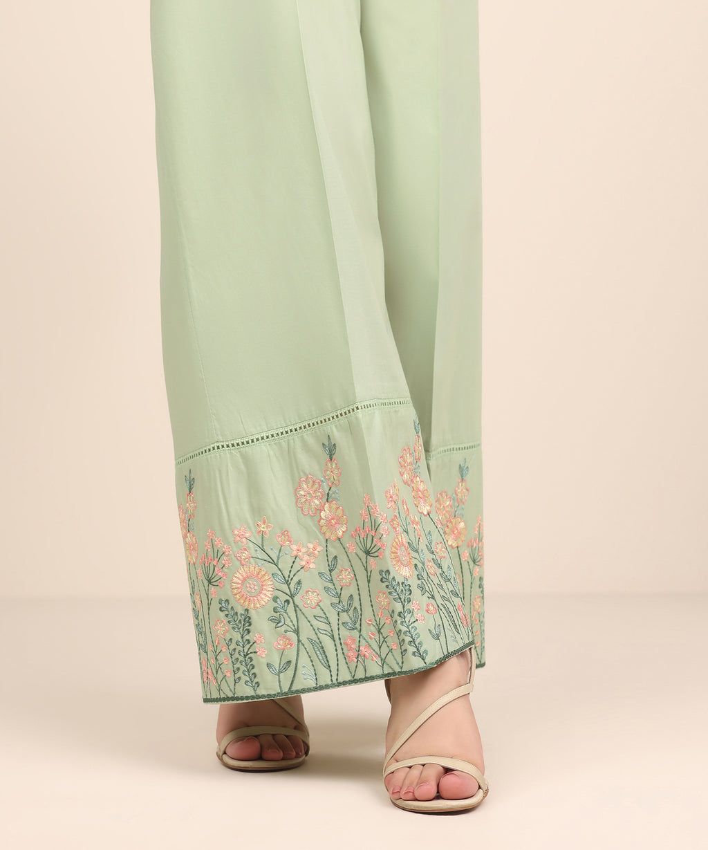 Embroidered Cambric Flared Pants