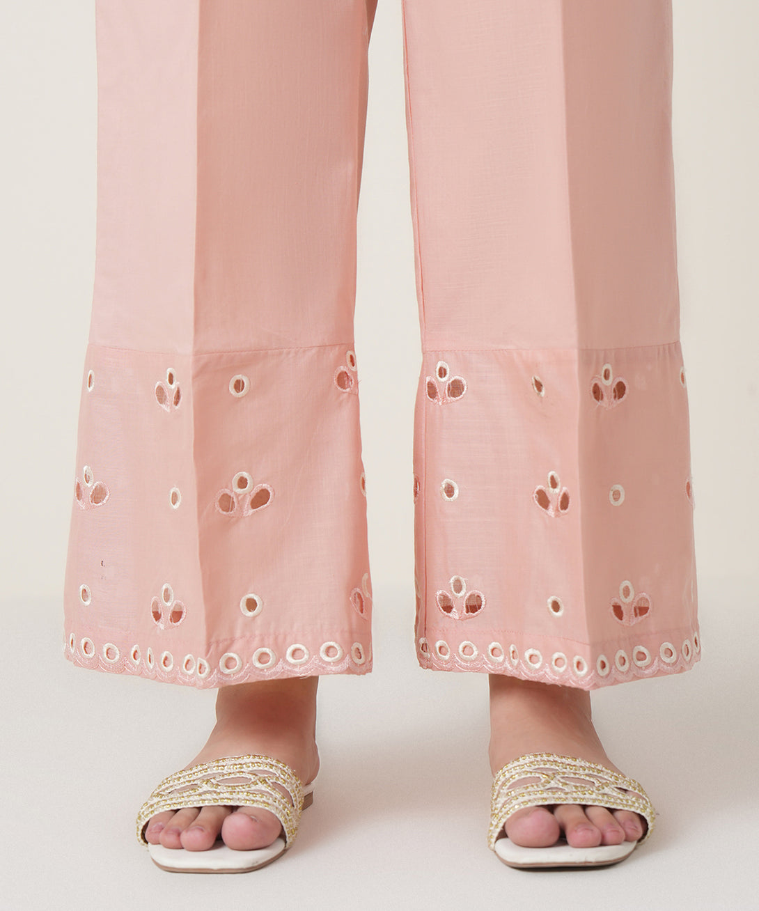 Women's RTW Cross Hatch Pink Embroidered Trousers
