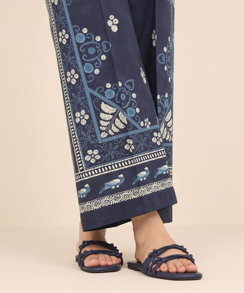 Women's RTW Cambric Blue Printed Culottes