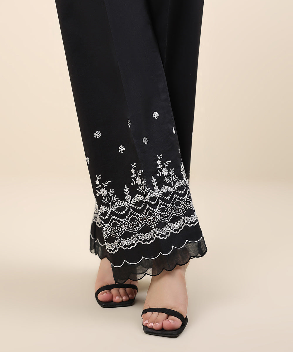 Women's Unstitched Black Cambric Trousers Fabric