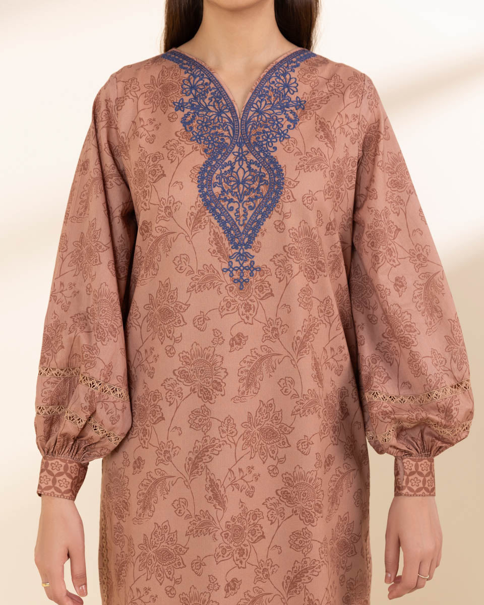 Unstitched Women's Beige Lawn Shirt Dupatta