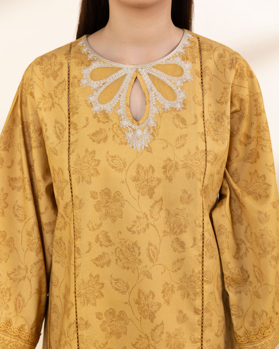 Unstitched Women's Yellow Lawn Shirt Dupatta