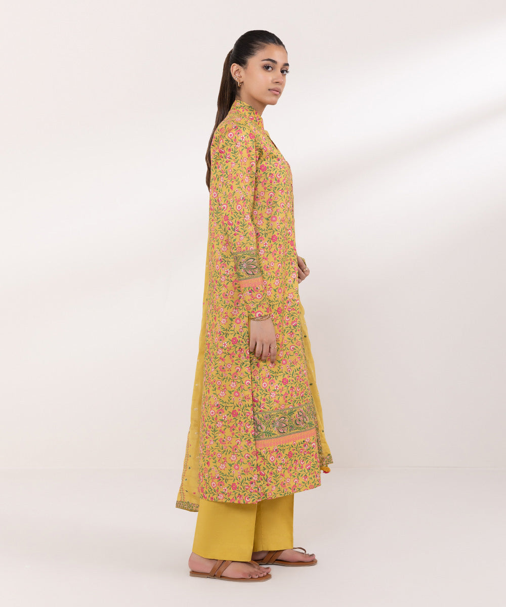 Women's Pret Lawn Printed Yellow Straight Shirt