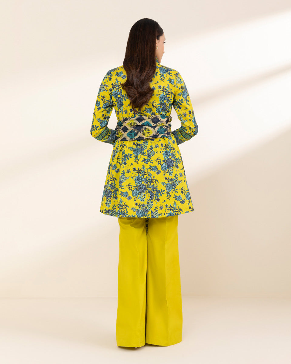 Unstitched Women's Yellow Lawn Embroidered Shirt Dupatta