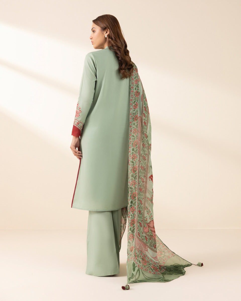 Unstitched Women's Green Cross Hatch Shirt Dupatta
