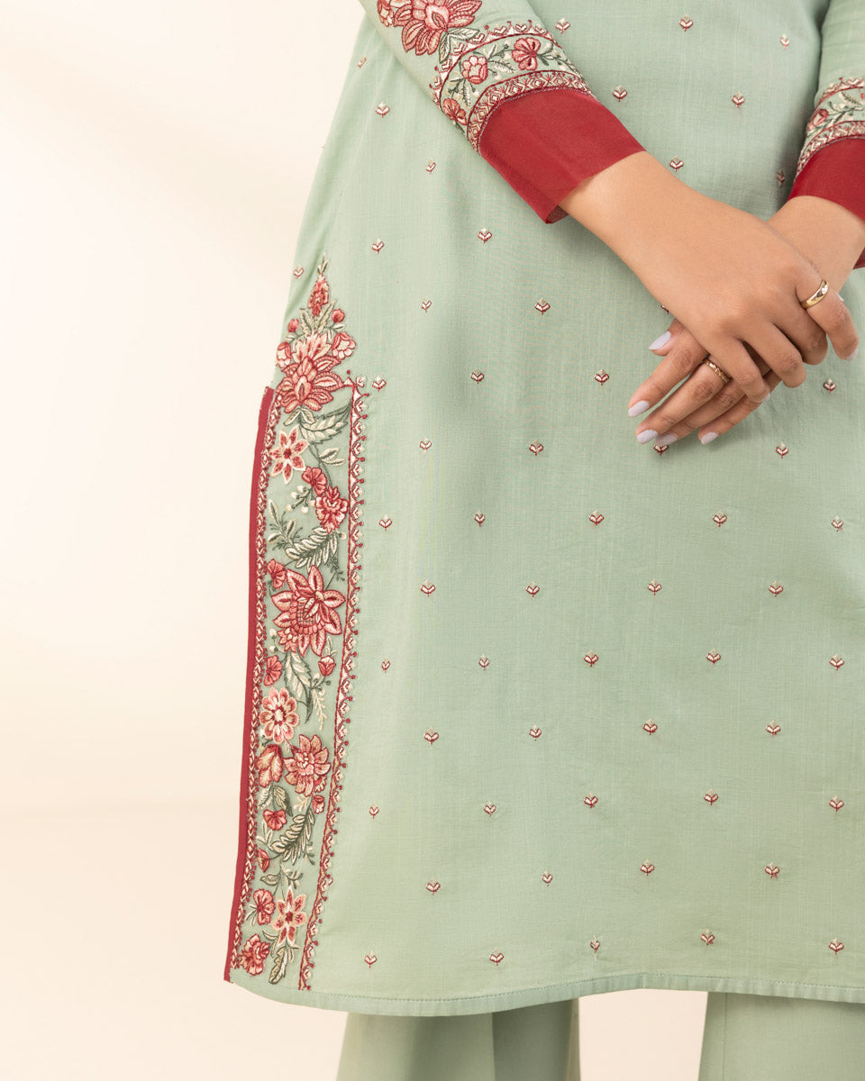 Unstitched Women's Green Cross Hatch Shirt Dupatta