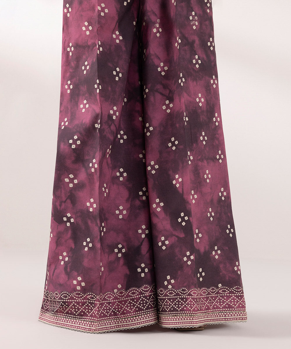 Women's Pret Cambric Printed Purple Flared Pants