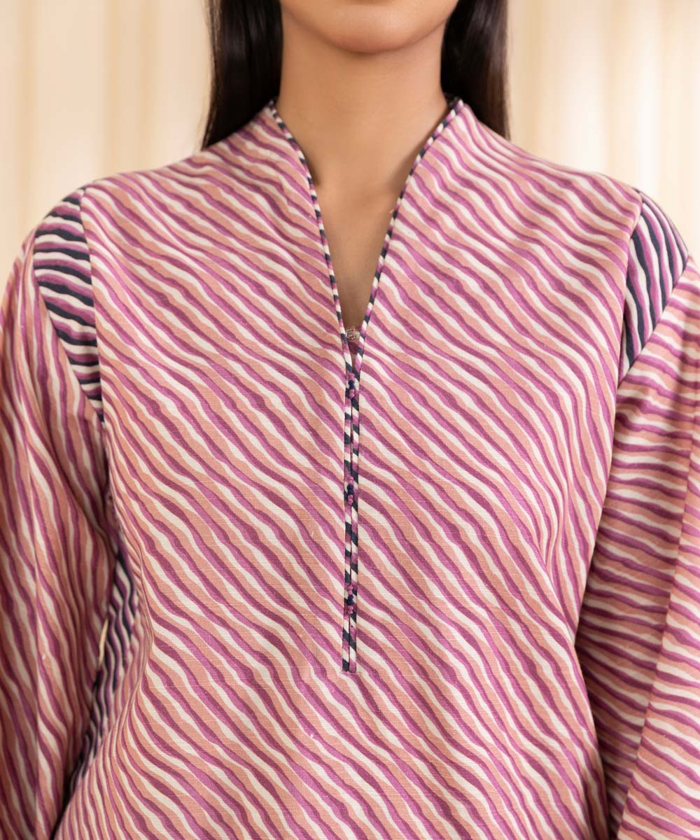 Women's Unstitched Embroidered Dusty Pink Khaddar Shirt and Trousers