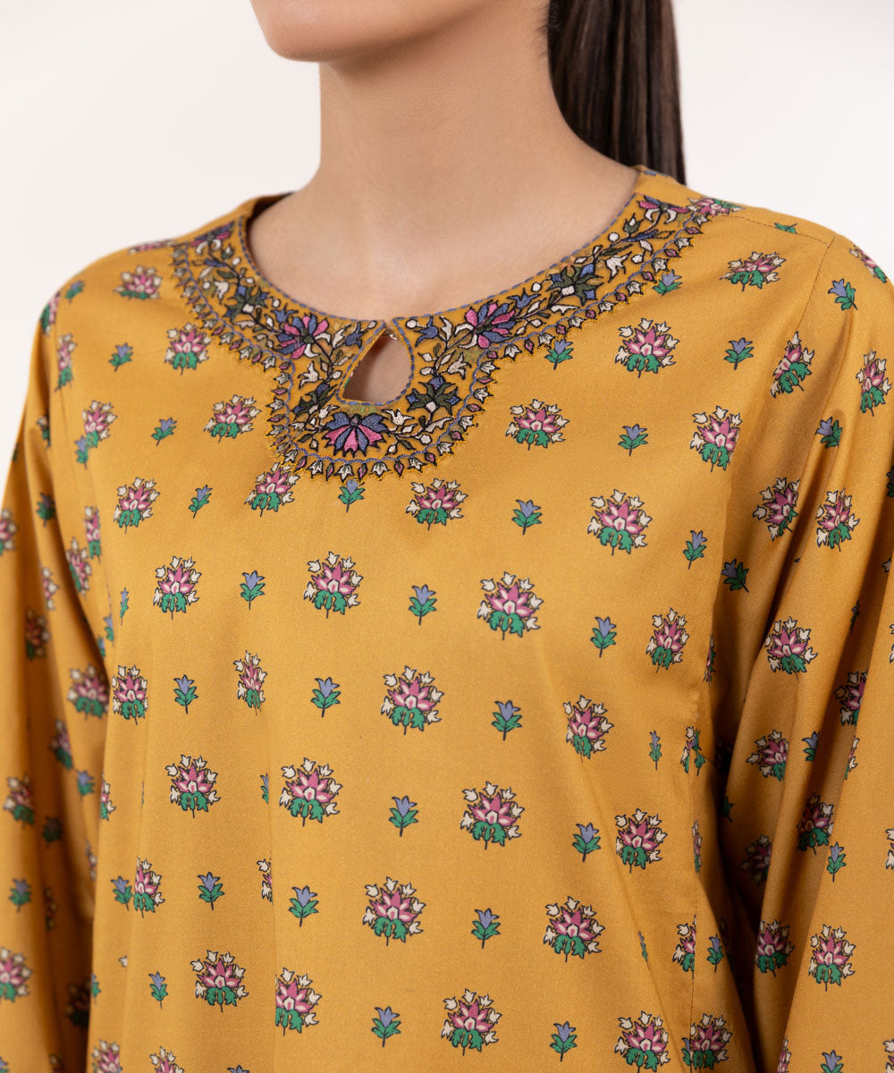 Women's Pret Lawn Embroidered Yellow A-Line Shirt