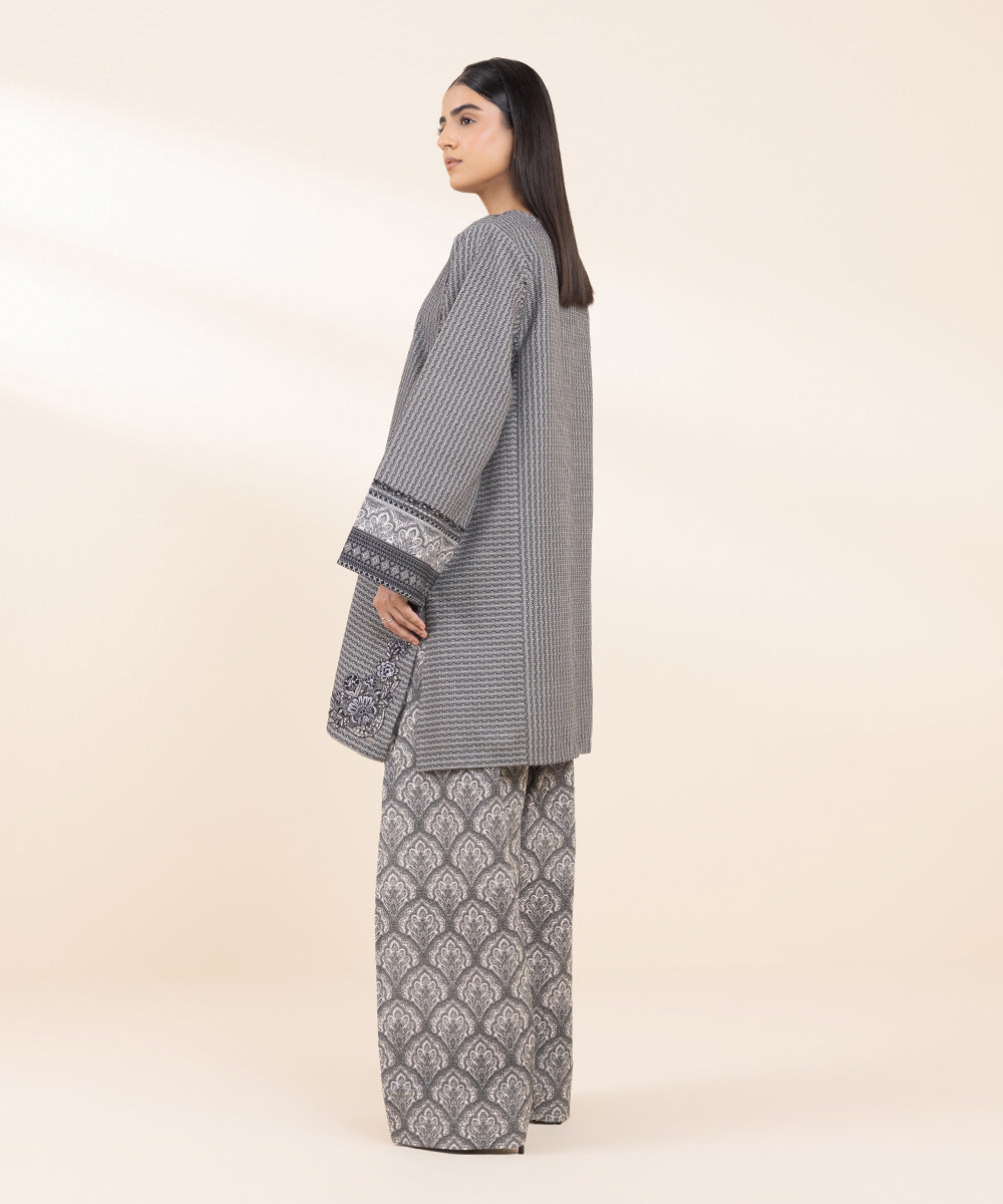 Women's Pret Khaddar Grey Embroidered 2 Piece Suit