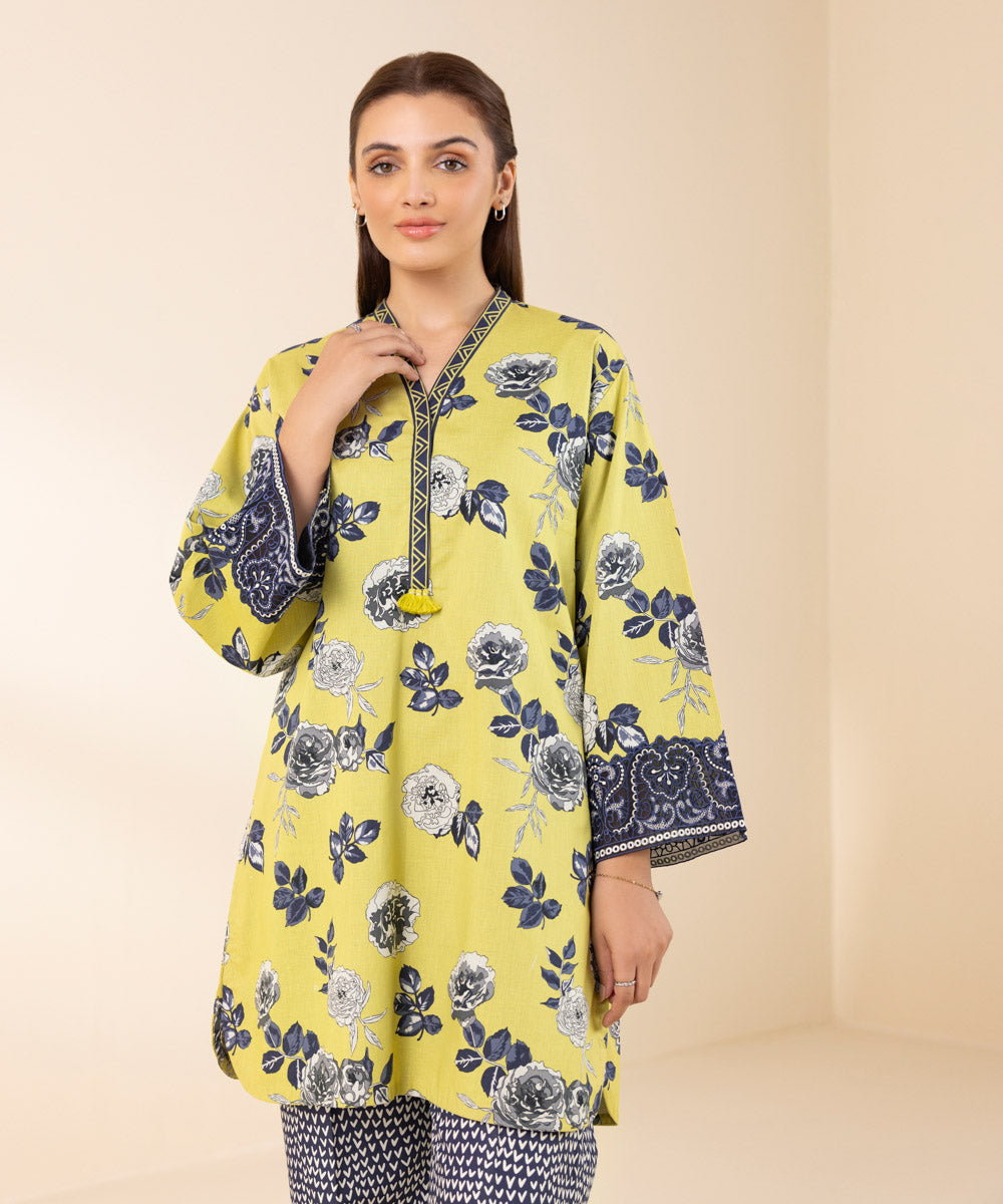 Women's Unstitched Yellow  Lawn 2 Piece Suit