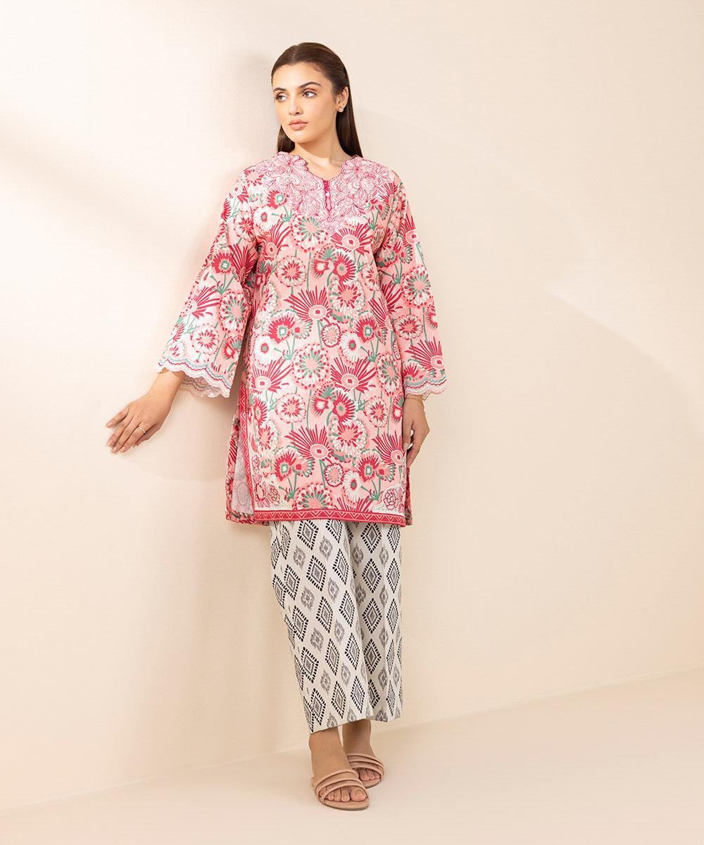 Women's Unstitched Pink Lawn 2 Piece Suit