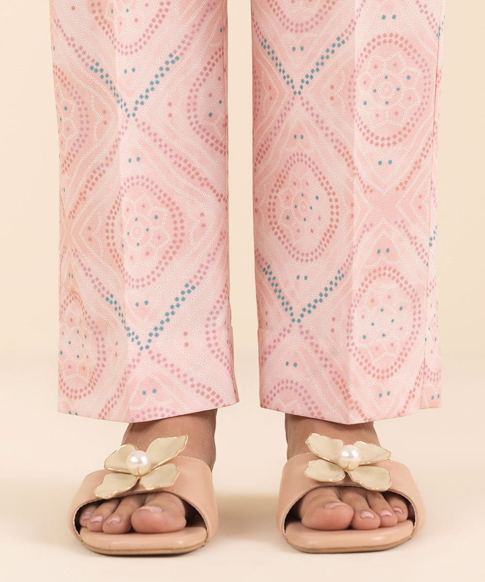 Unstitched Women's Embroidered Lawn Pink Shirt Trousers