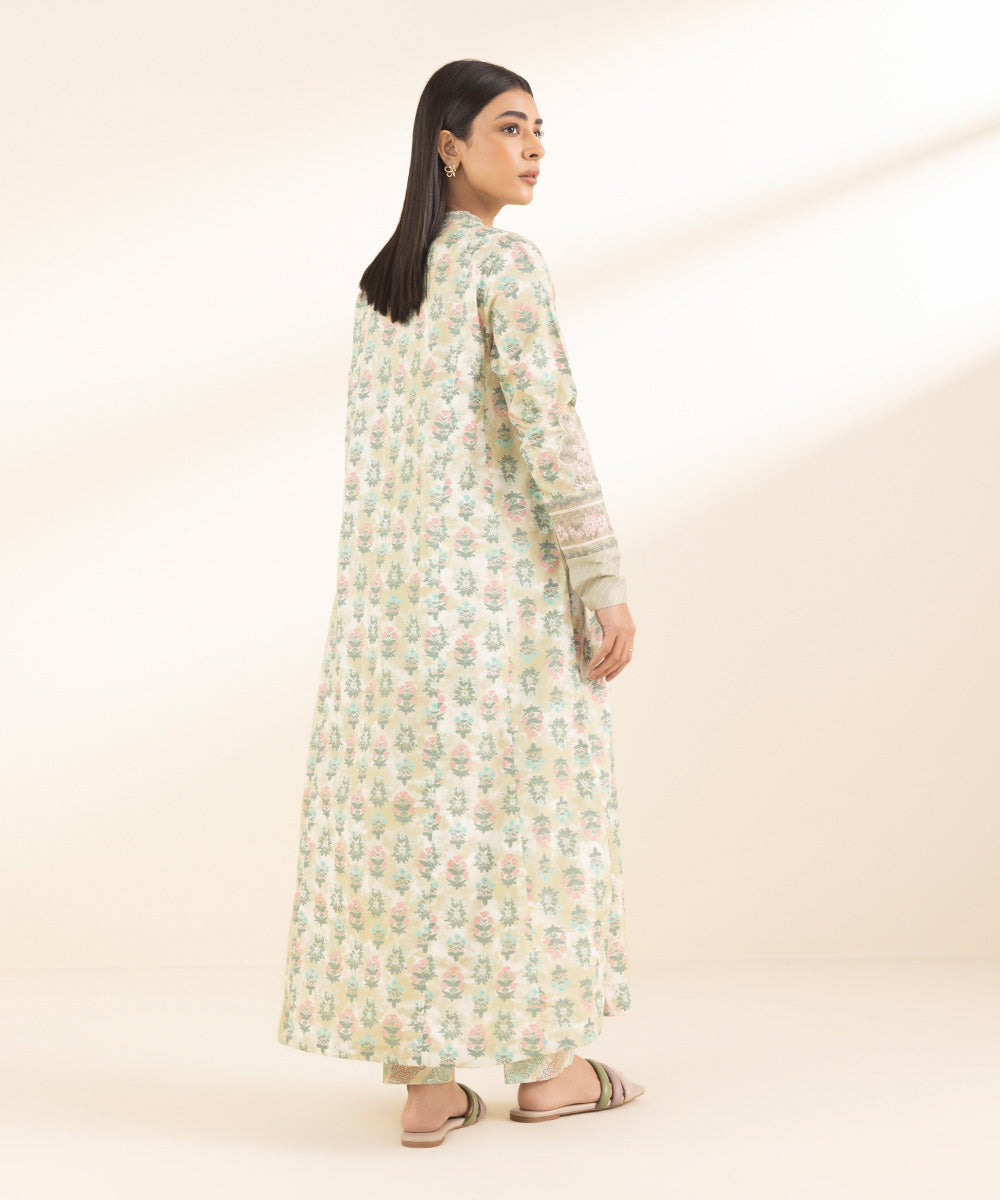 Unstitched Women's Embroidered Lawn Off White Shirt Trousers