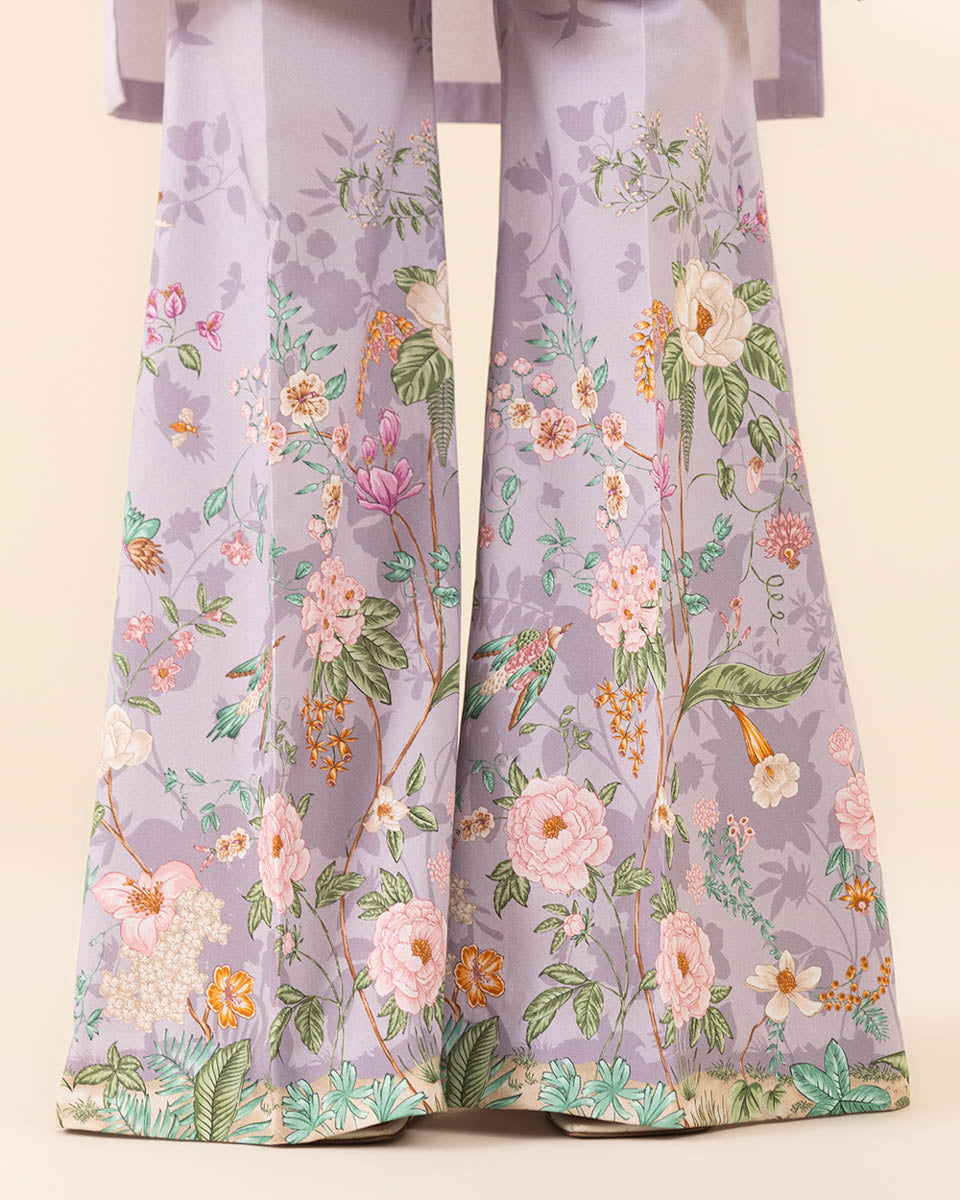 Unstitched Women's Purple Textured Lawn Shirt Trousers