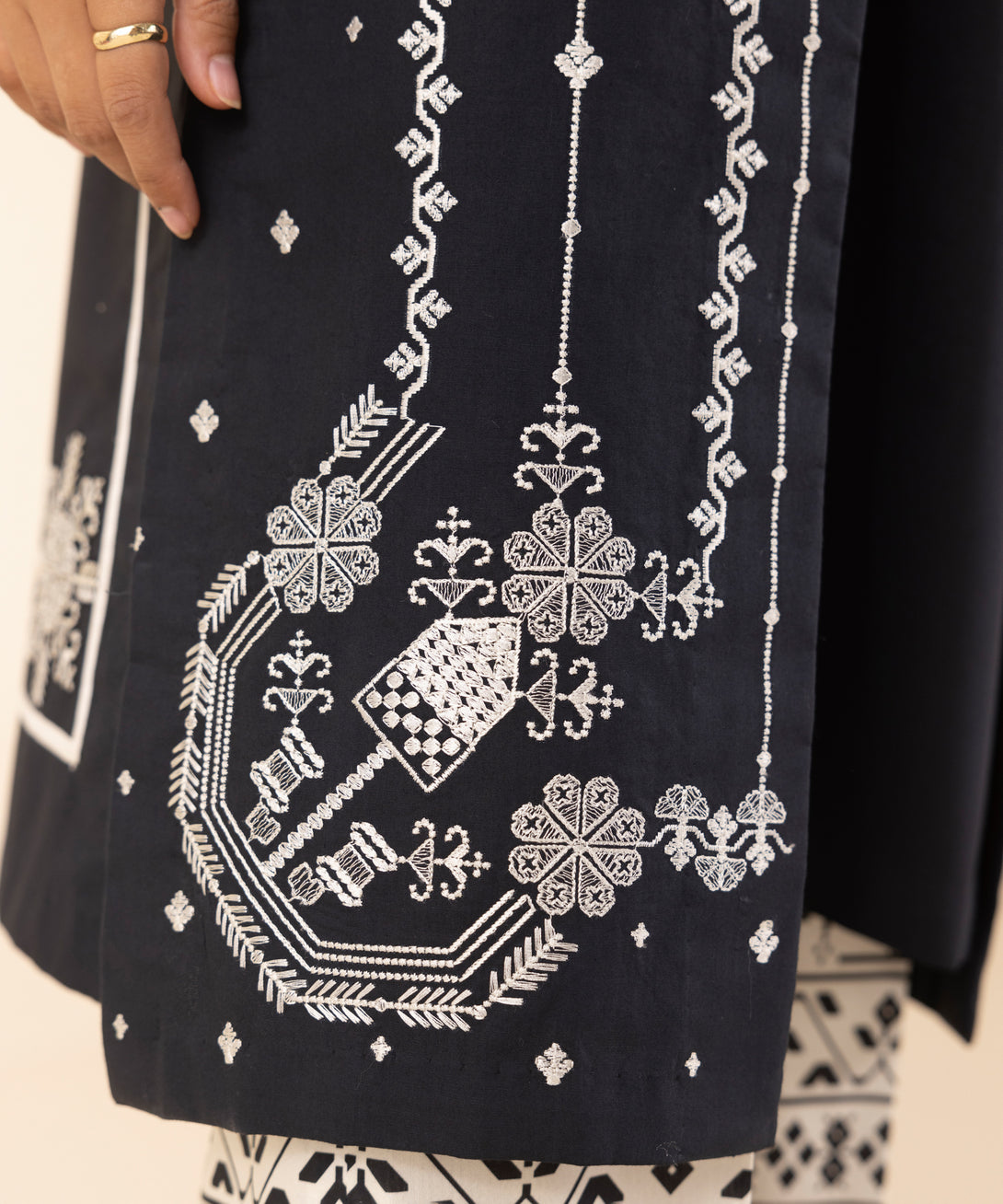 Women's Unstitched Lawn Embroidered Black 2 Piece Suit