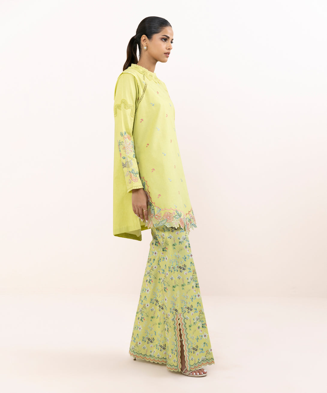 Women's Unstitched Lawn Embroidered Green Two Piece Suit