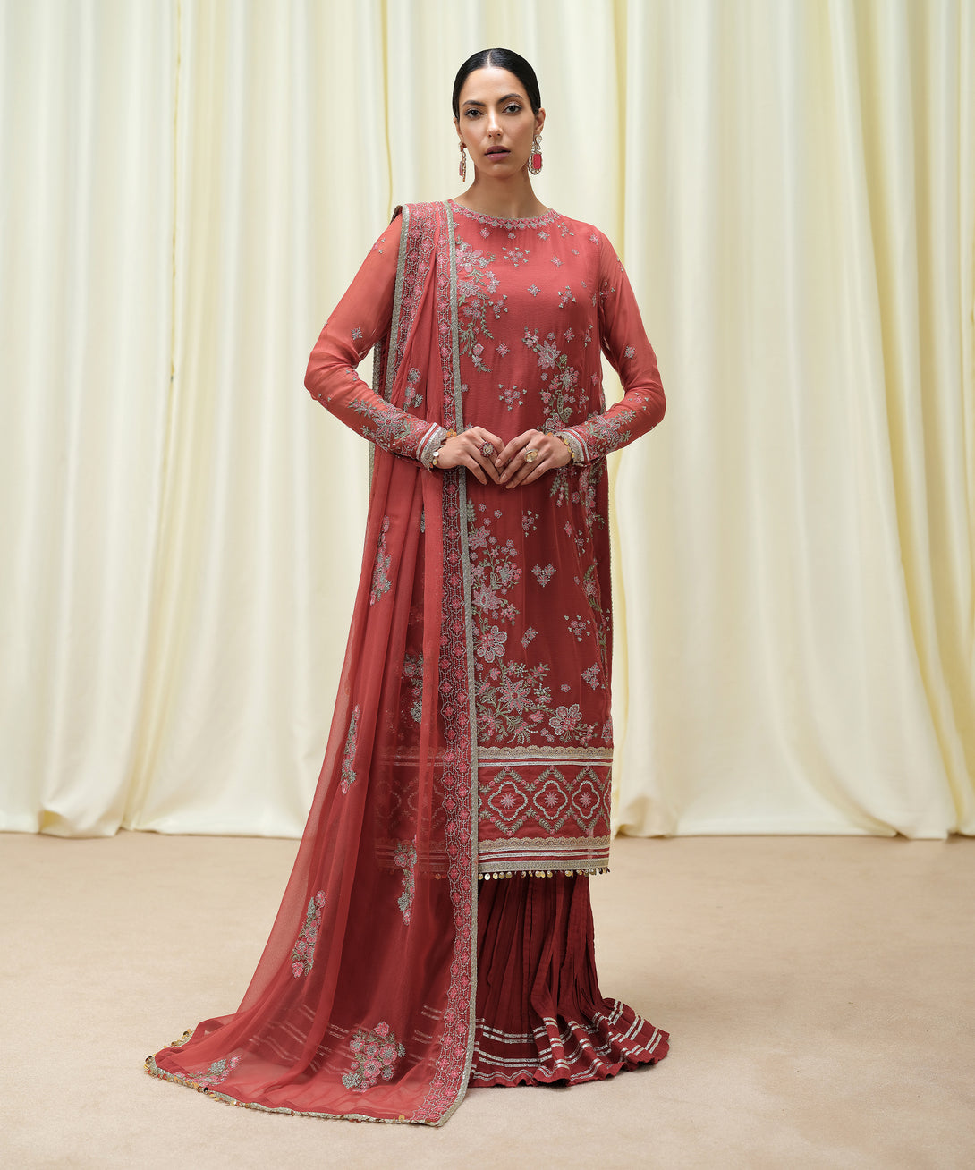 Women's Unstitched Crinkle Chiffon Dyed Three Piece Suit