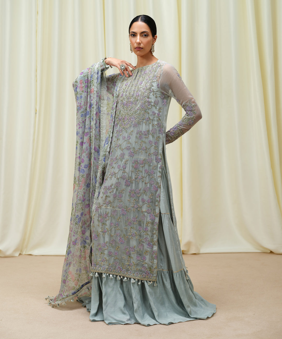 Women's Unstitched Crinkle Chiffon Dyed Three Piece Suit