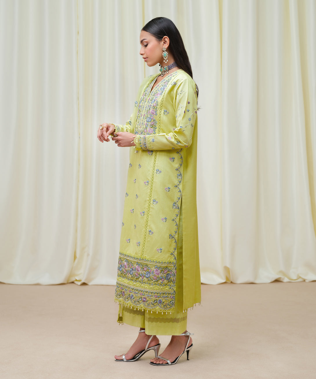 Women's Unstitched Cotton Net Dyed Three Piece Suit