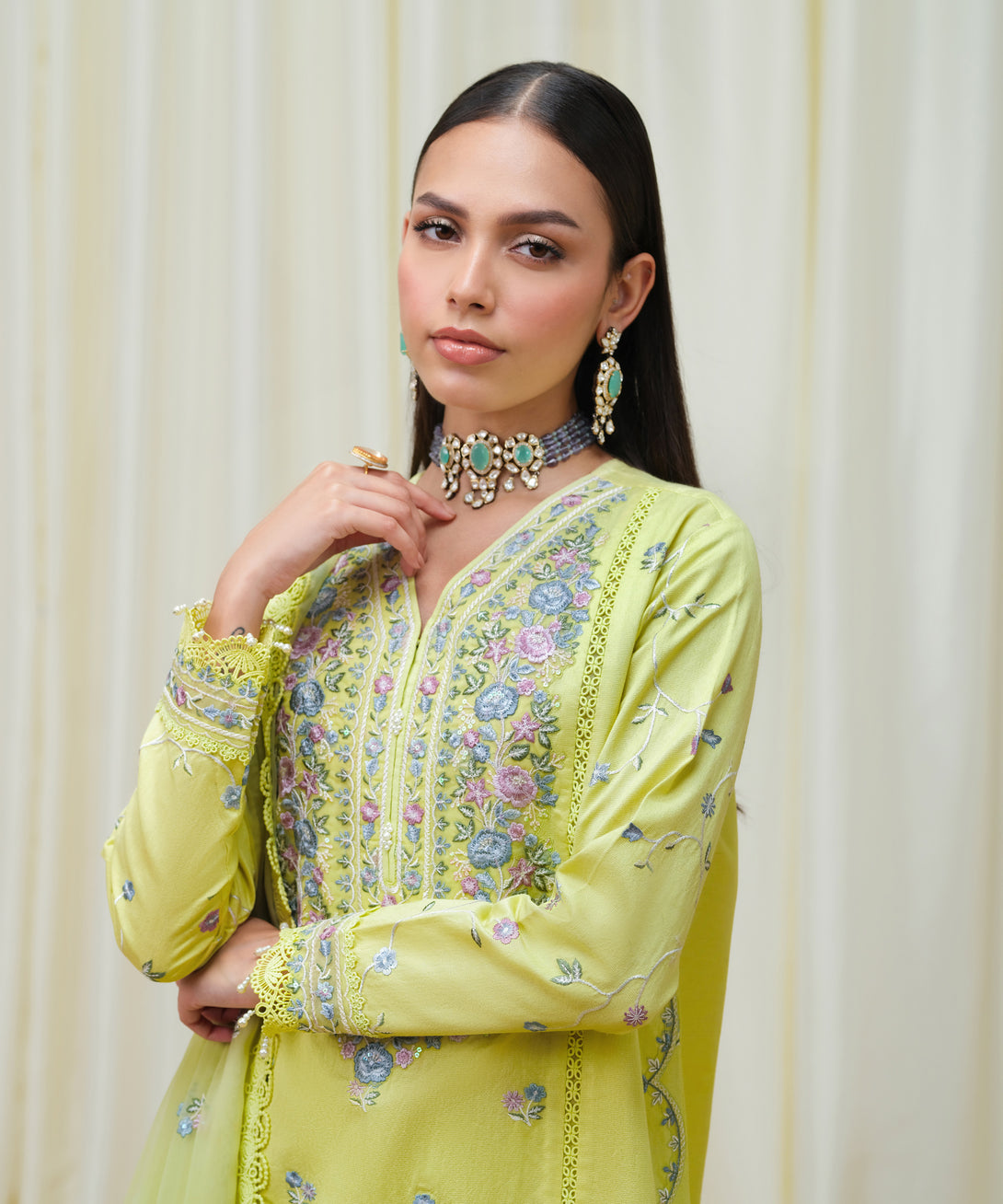 Women's Unstitched Cotton Net Dyed Three Piece Suit
