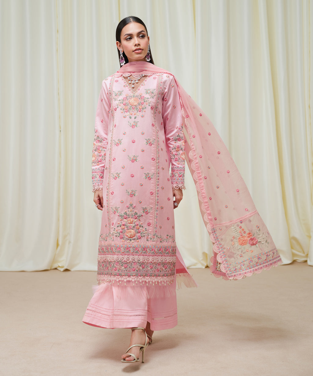 Women's Unstitched Cotton Net Dyed Three Piece Suit