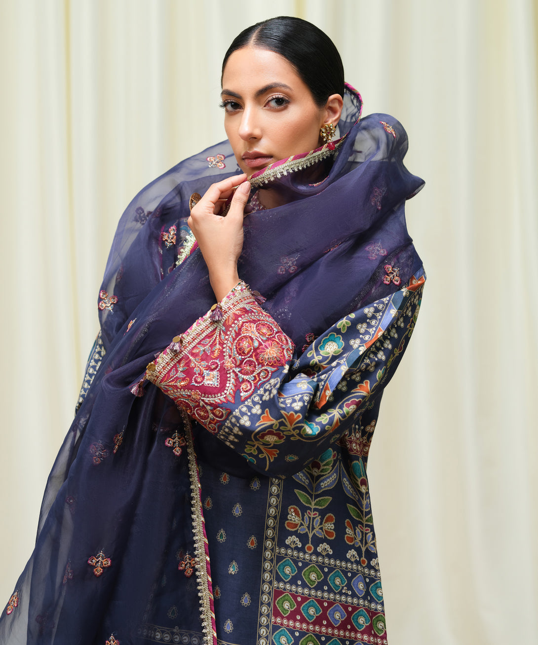 Women's Unstitched Viscose Raw Silk Printed Three Piece Suit