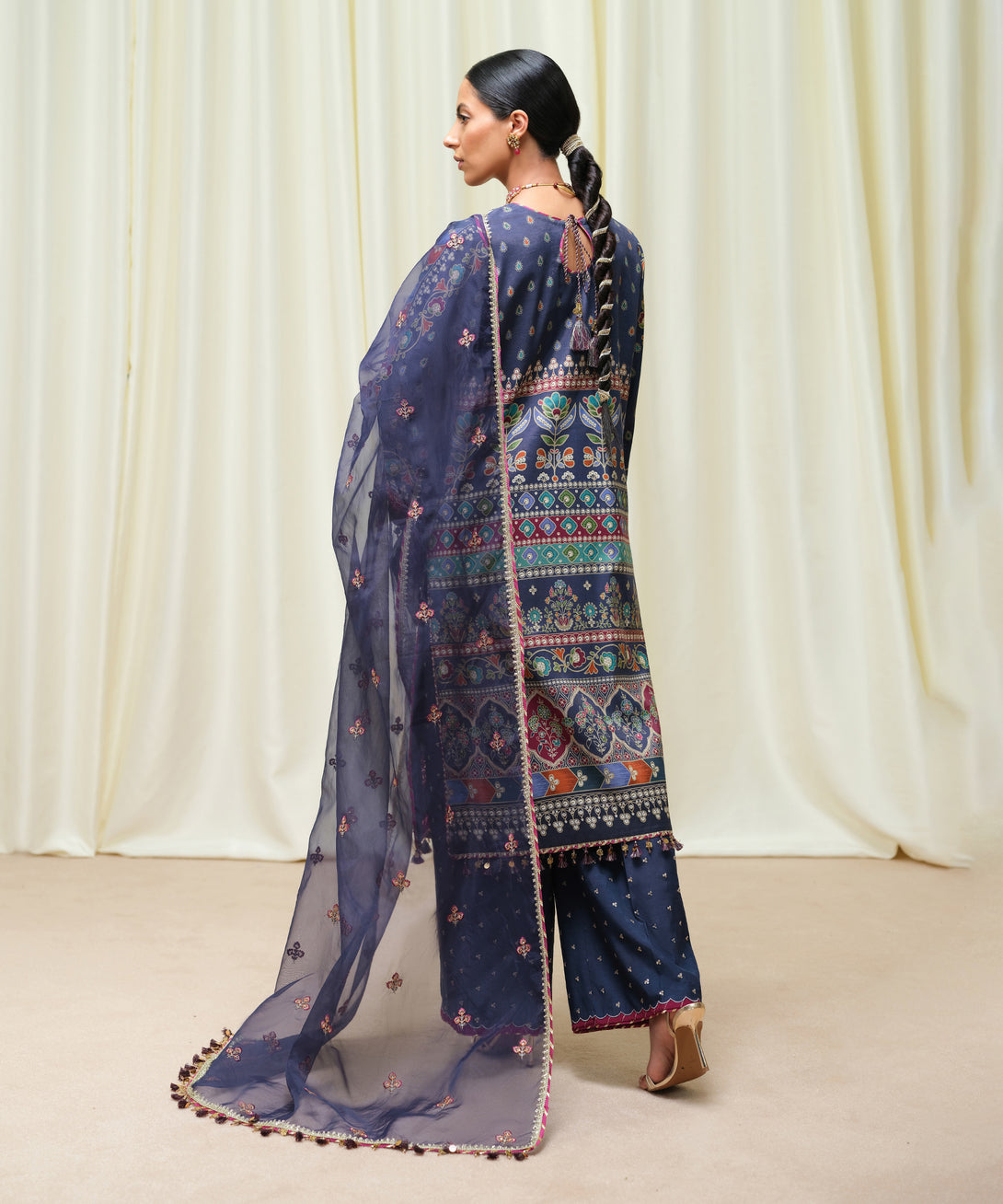 Women's Unstitched Viscose Raw Silk Printed Three Piece Suit