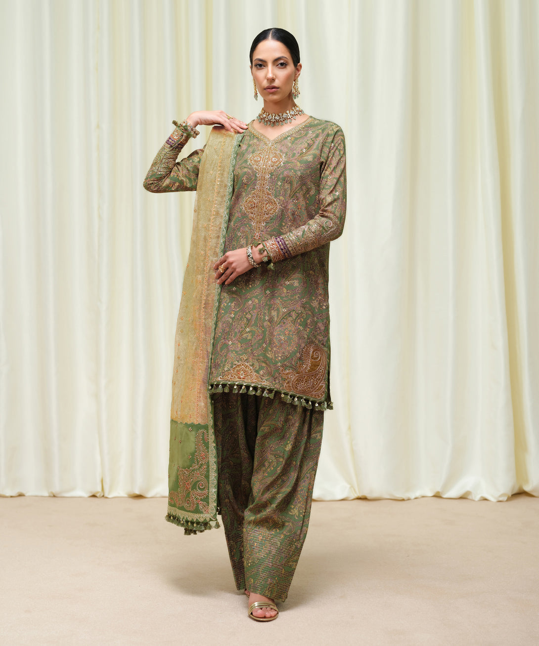 Women's Unstitched Viscose Raw Silk Printed Three Piece Suit