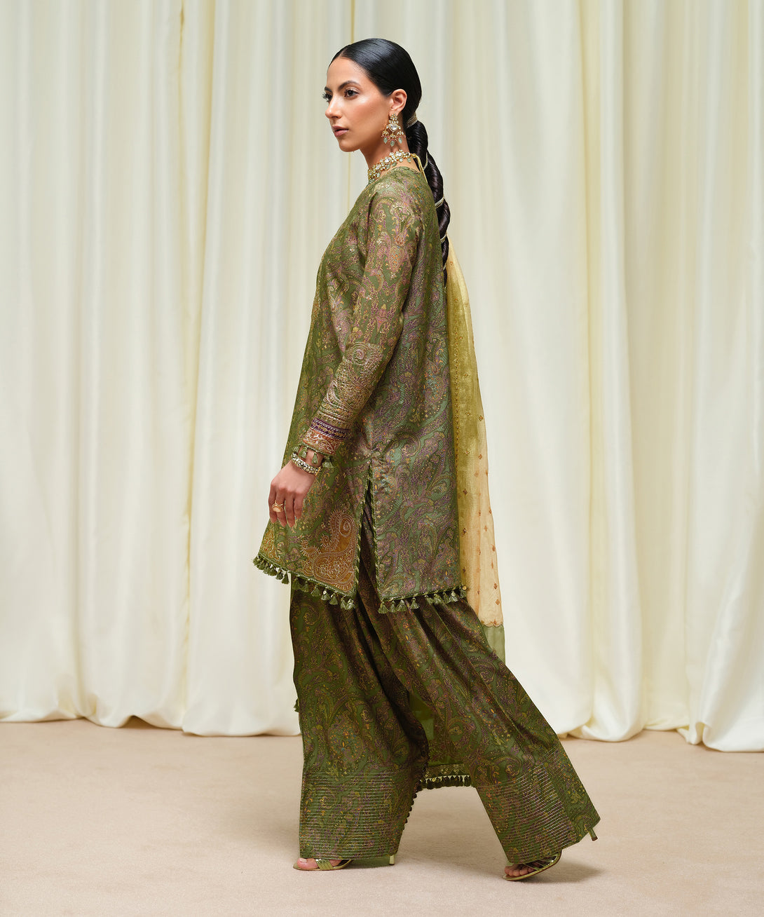 Women's Unstitched Viscose Raw Silk Printed Three Piece Suit