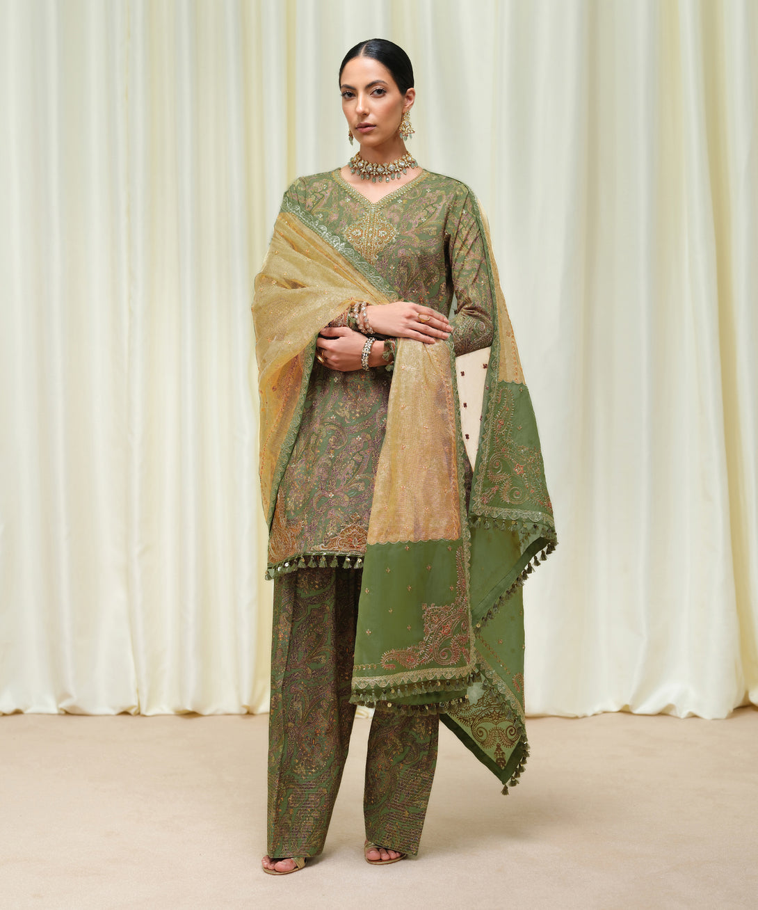 Women's Unstitched Viscose Raw Silk Printed Three Piece Suit