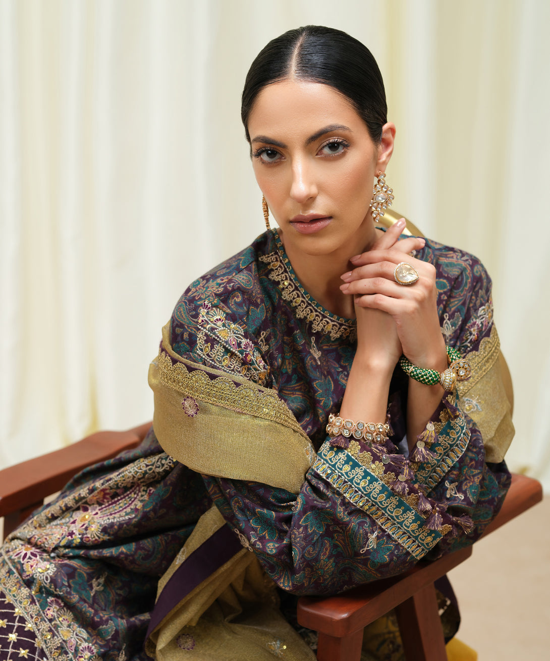 Women's Unstitched Viscose Raw Silk Printed Three Piece Suit