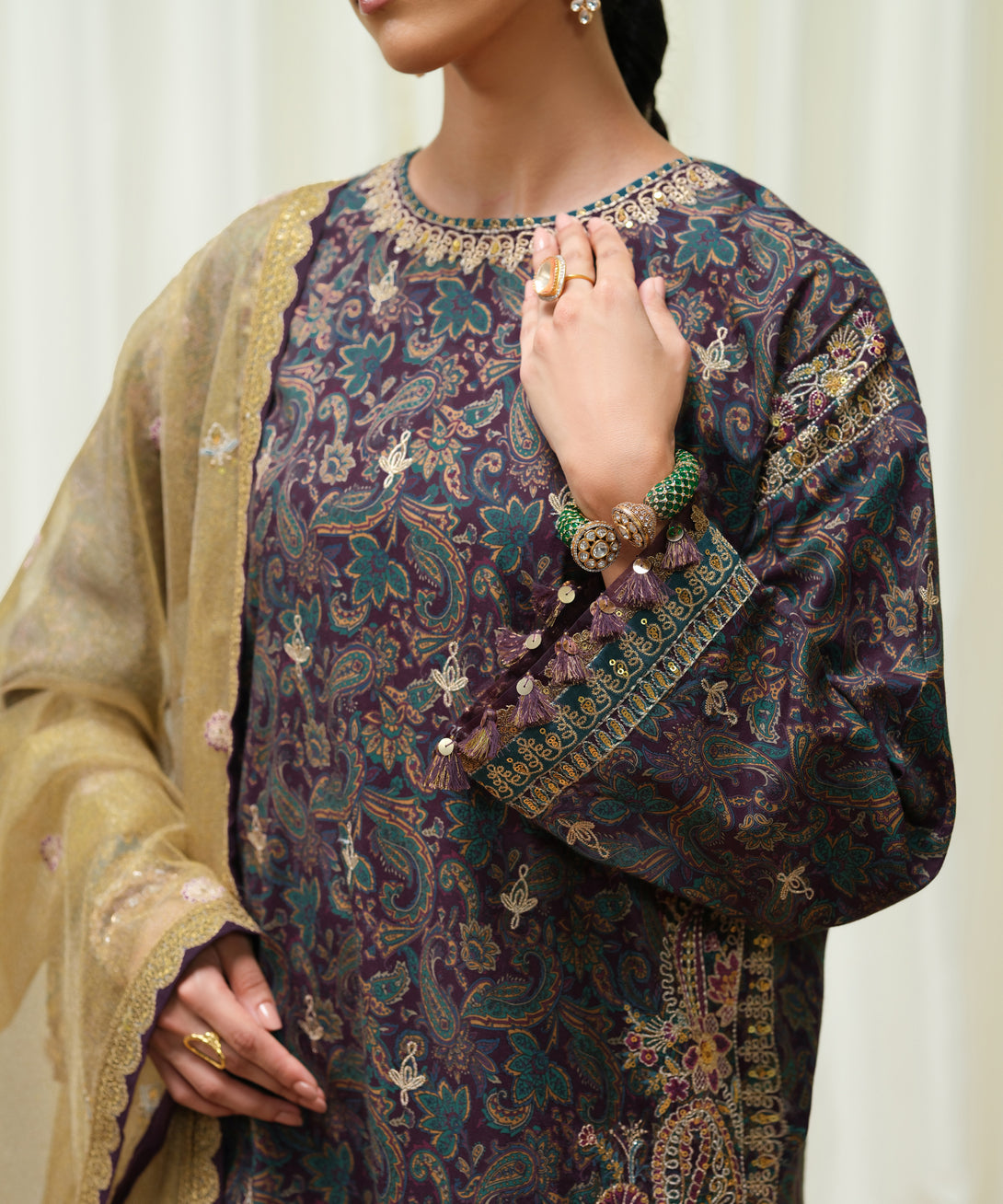 Women's Unstitched Viscose Raw Silk Printed Three Piece Suit