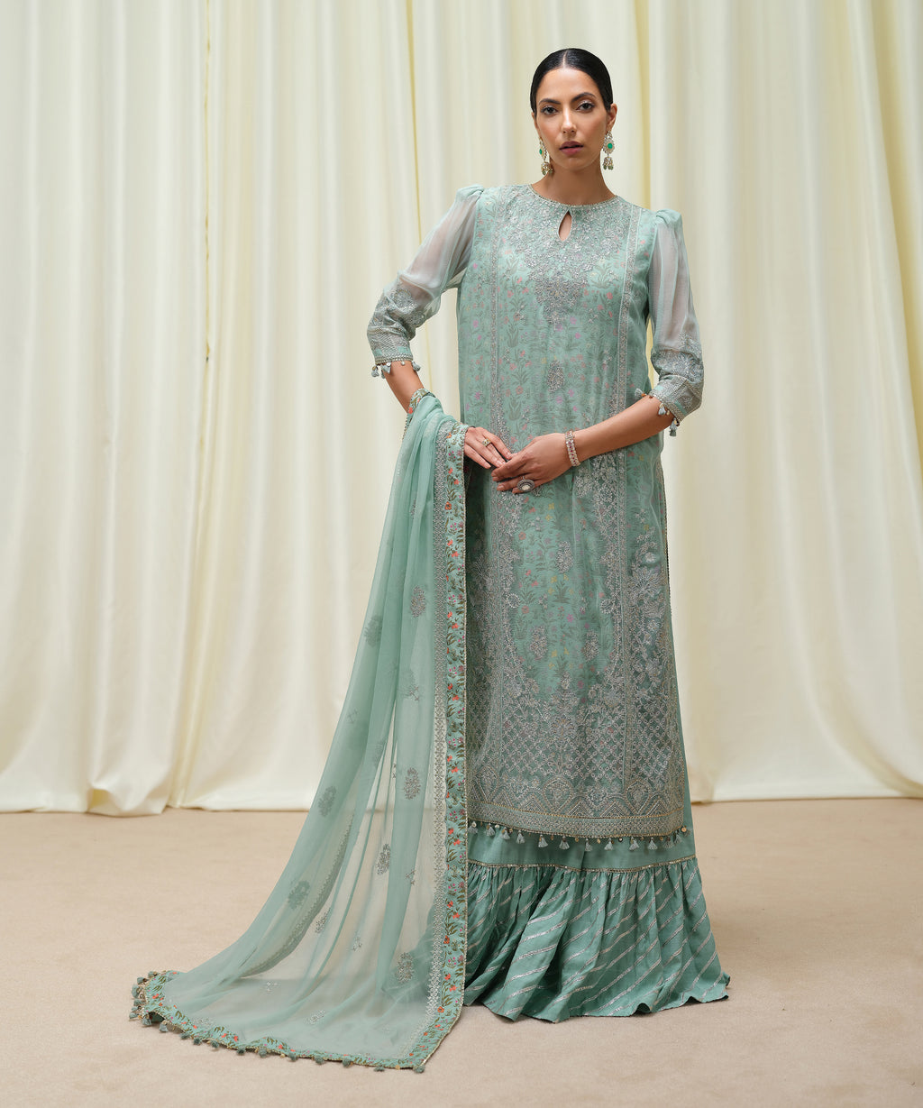 Women's Unstitched Crinkle Chiffon Dyed Three Piece Suit