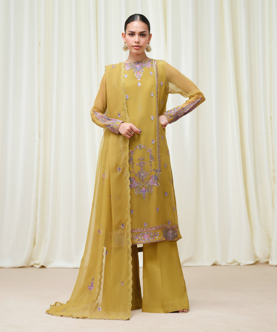 Women's Unstitched Blended Chiffon Dyed Three Piece Suit