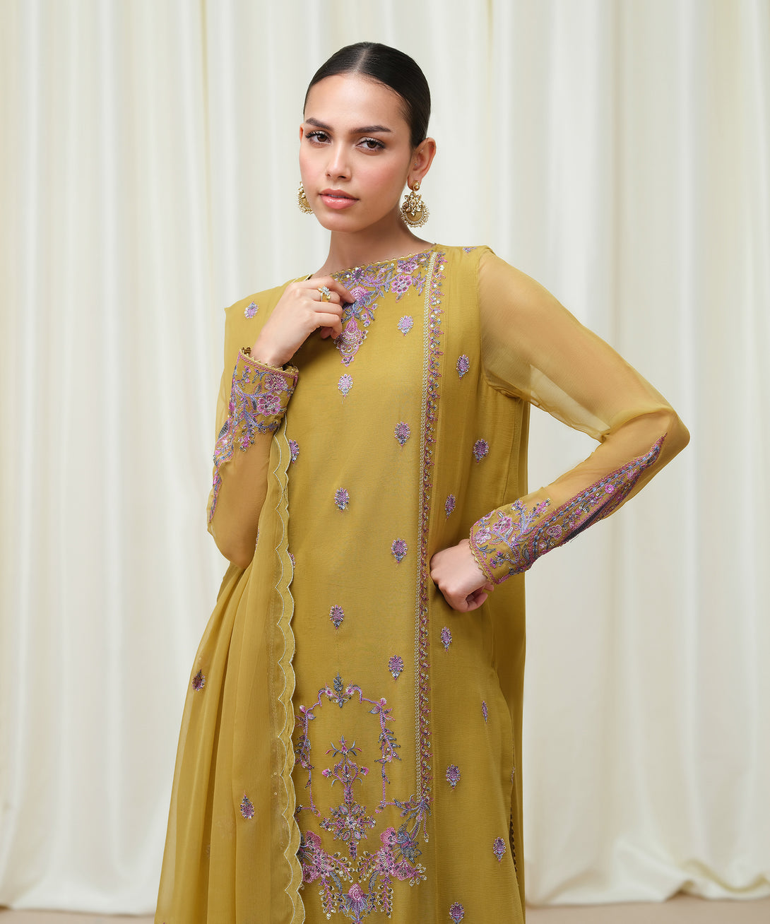 Women's Unstitched Blended Chiffon Dyed Three Piece Suit