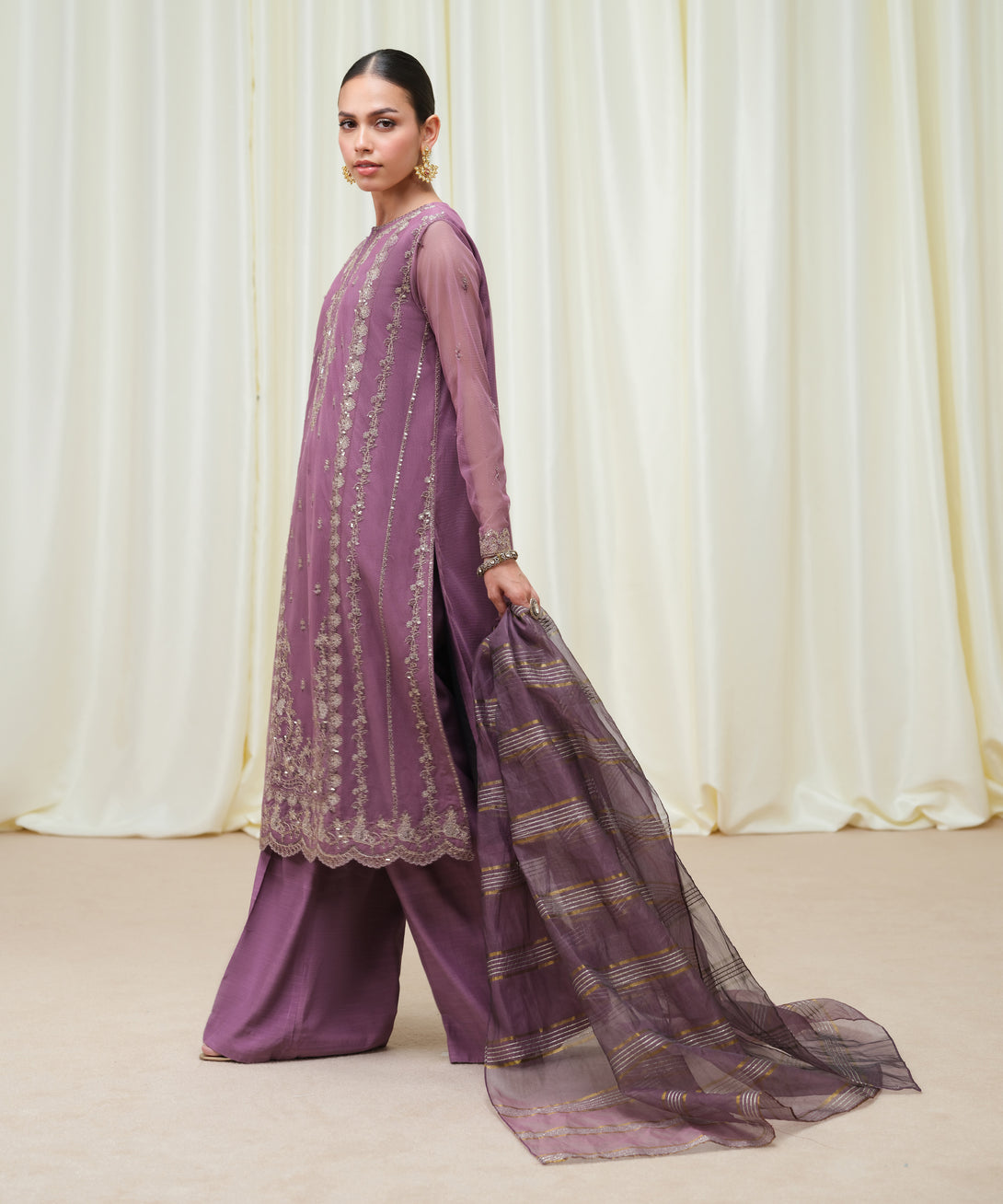 Women's Unstitched Blended Net Dyed Three Piece Suit