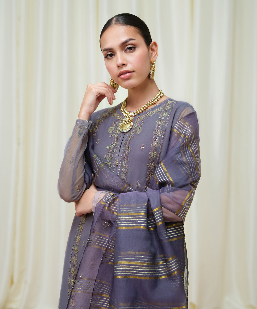 Women's Unstitched Blended Net Dyed Three Piece Suit